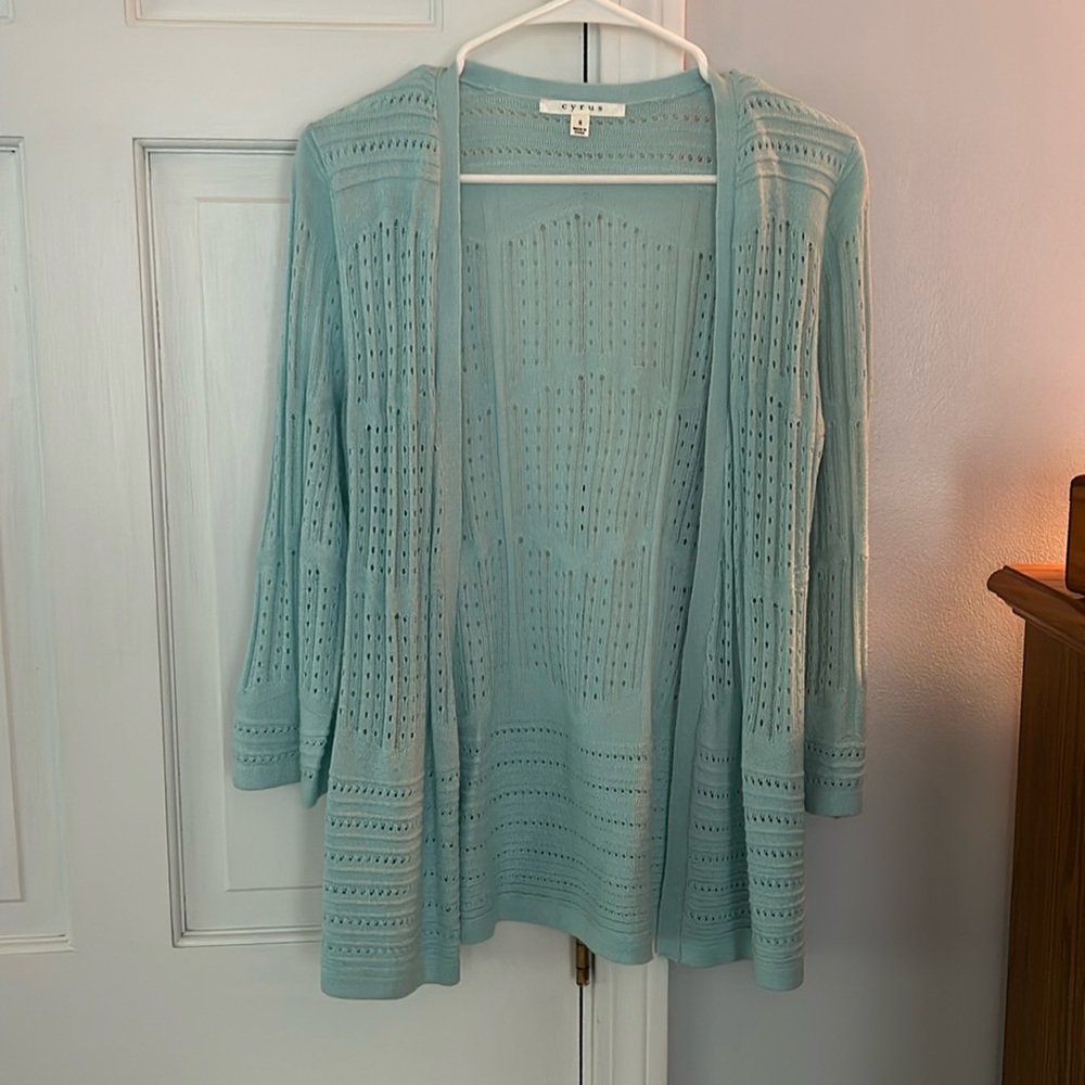 Summer cardigan, size small, worn once, seafoam green color